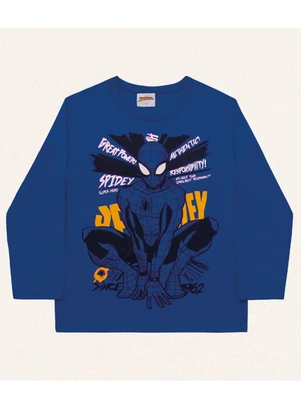 Fakini Kids - Camiseta Manga Longa Spider-Man Azul - FAKINI KIDS