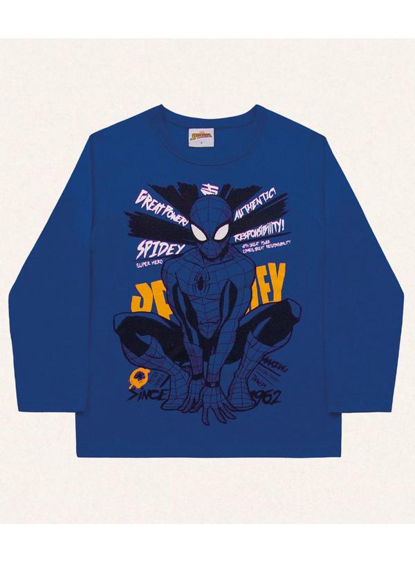 Fakini Kids - Camiseta Manga Longa Spider-Man Azul