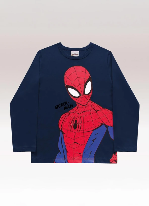 Fakini Kids - Camiseta Manga Longa Spider-Man Azul