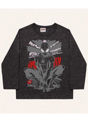 Fakini Kids - Camiseta Manga Longa Spider-Man Preto - FAKINI KIDS