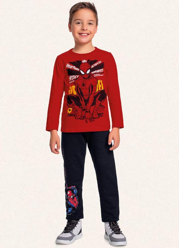 Fakini Kids - Camiseta Manga Longa Spider-Man Vermelho