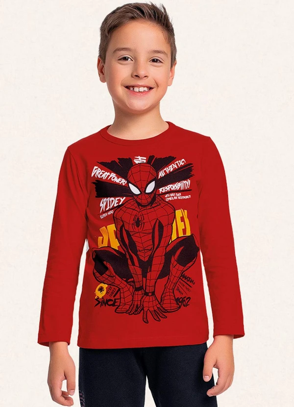 Fakini Kids - Camiseta Manga Longa Spider-Man Vermelho 3