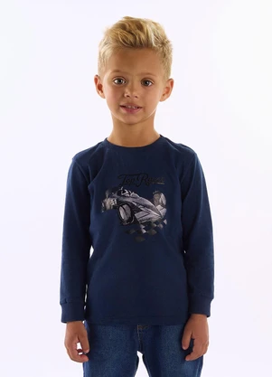 Up Baby - Camiseta Manga Longa Top Racer Azul - UP BABY