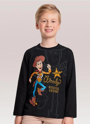 Fakini Kids - Camiseta Manga Longa Toy Story Preto - FAKINI KIDS
