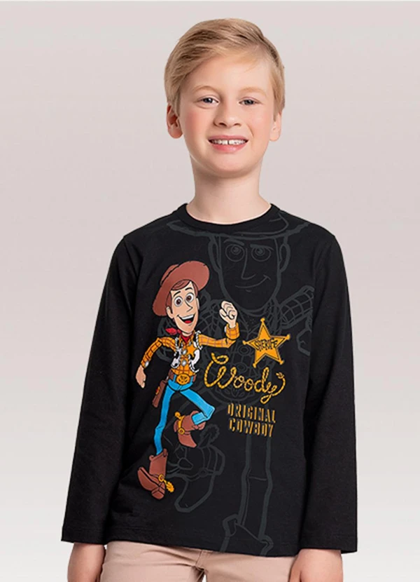 Fakini Kids - Camiseta Manga Longa Toy Story Preto