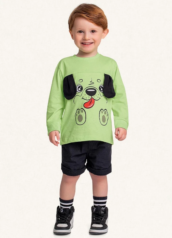 Fakini Kids - Camiseta Manga Longa Verde 3