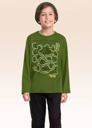 Fakini Kids - Camiseta Manga Longa Verde - FAKINI KIDS