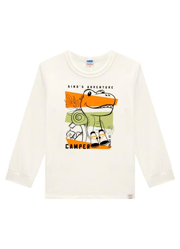 Marlan - Camiseta Manga Longe em Meia Malha Penteada Bege