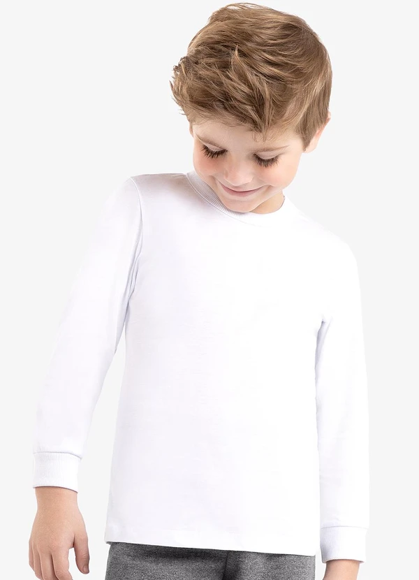 Rovi Kids - Camiseta Menino Manga Longa Básica Branco