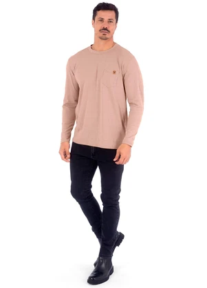Decoy - Camiseta Masculina Manga Longa em Piquet Bege - DECOY