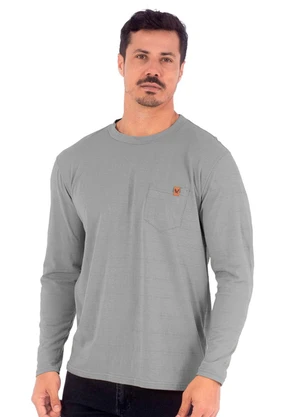 Decoy - Camiseta Masculina Manga Longa em Piquet Cinza - DECOY
