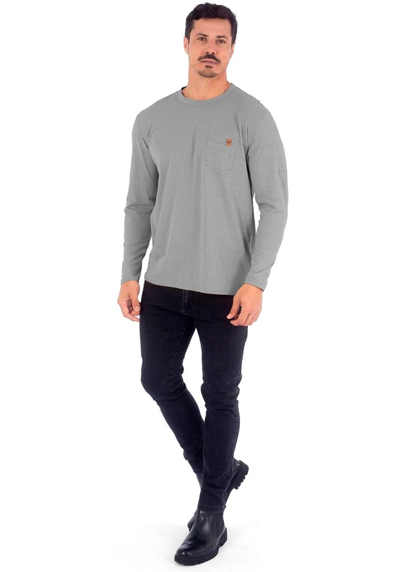 Decoy - Camiseta Masculina Manga Longa em Piquet Cinza 2