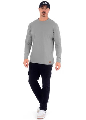 Decoy - Camiseta Masculina Manga Longa Piquet Cinza - DECOY