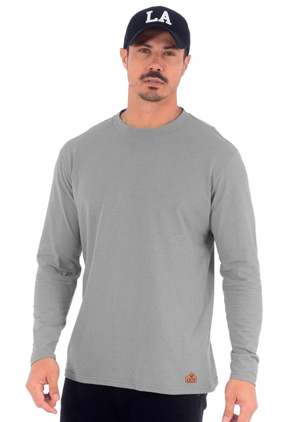 Decoy - Camiseta Masculina Manga Longa Piquet Cinza