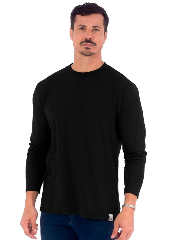 Decoy - Camiseta Masculina Manga Longa Piquet Preto
