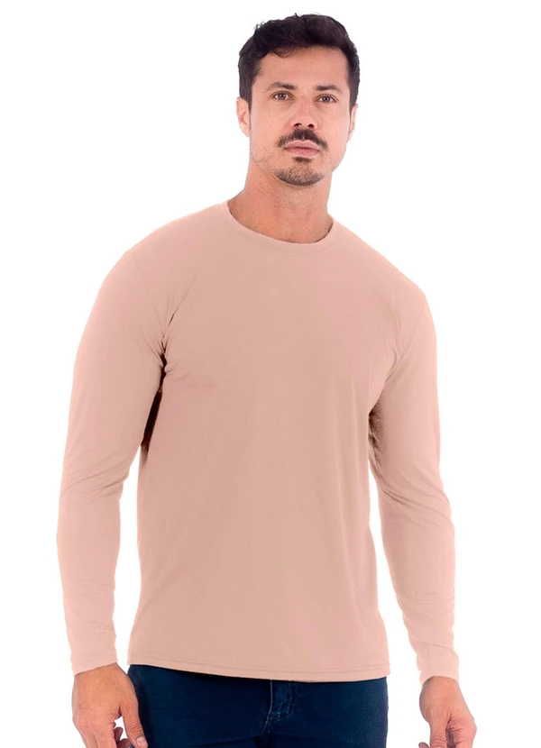 Decoy - Camiseta Masculina Manga Longa Poliamida Bege