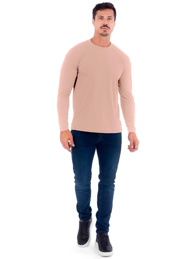 Decoy - Camiseta Masculina Manga Longa Poliamida Bege 2