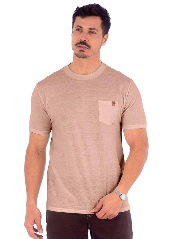 Decoy - Camiseta Masculina Piquet com Bolso Bege