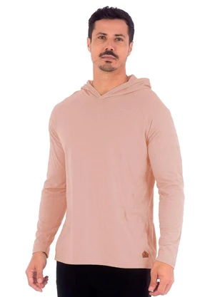 Decoy - Camiseta Masculina Piquet Raglan com Capuz Bege - DECOY