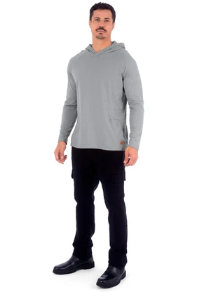 Decoy - Camiseta Masculina Piquet Raglan com Capuz Cinza - DECOY