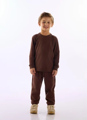 Up Baby - Camiseta Meia Malha Manga Longa Marrom - UP BABY