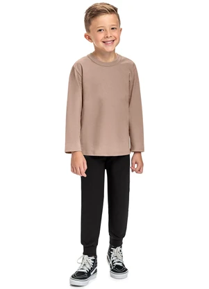 Bee Loop - Camiseta Meia Malha Menino Marrom - BEE LOOP