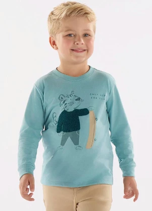 Up Baby - Camiseta Menino com Bordado Azul - UP BABY