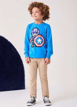 Bimbi - Camiseta Menino do Capitão América Marvel Azul - BIMBI