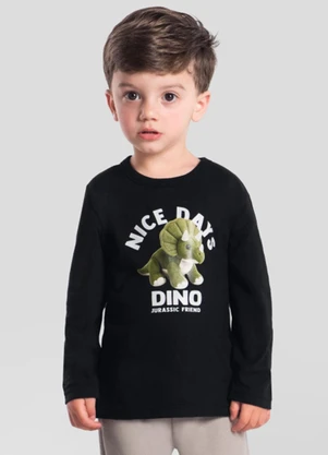 Brandili - Camiseta Menino em Malha Preto - BRANDILI