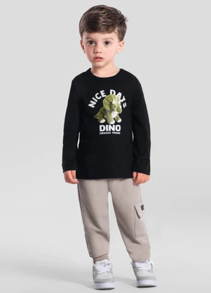 Brandili - Camiseta Menino em Malha Preto - BRANDILI