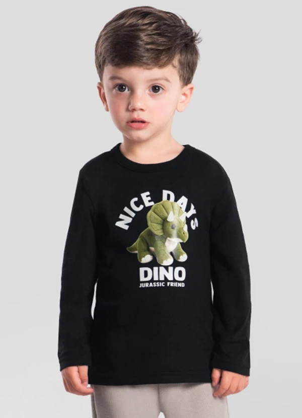 Brandili - Camiseta Menino em Malha Preto