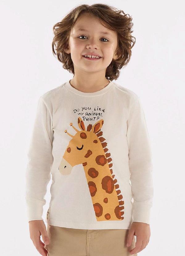 Up Baby - Camiseta Menino em Meia Malha Bege