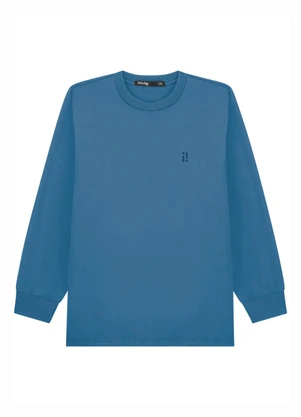 Ioluig - Camiseta Menino em Meia Malha Penteada Azul - IOLUIG