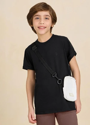 Ioluig - Camiseta Menino em Meia Malha Penteada Preto - IOLUIG