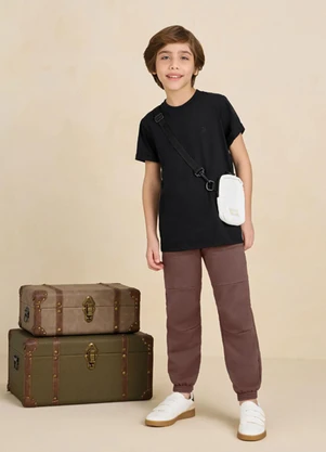 Ioluig - Camiseta Menino em Meia Malha Penteada Preto - IOLUIG