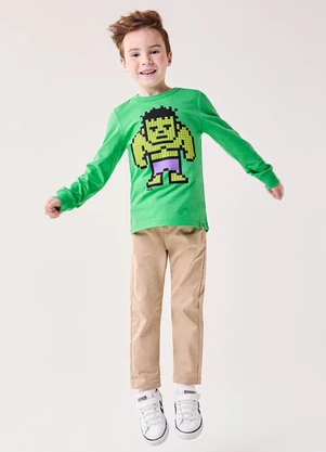 Bimbi - Camiseta Menino Manga Longa do Hulk Marvel Verde - BIMBI