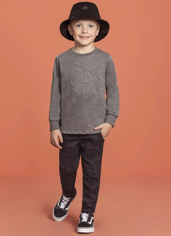 Ioluig - Camiseta Menino Manga Longa For Boys Cinza 2