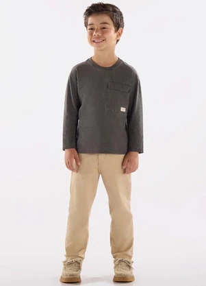 Up Baby - Camiseta Menino Meia Malha Cinza - UP BABY