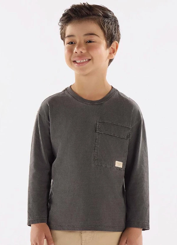 Up Baby - Camiseta Menino Meia Malha Cinza