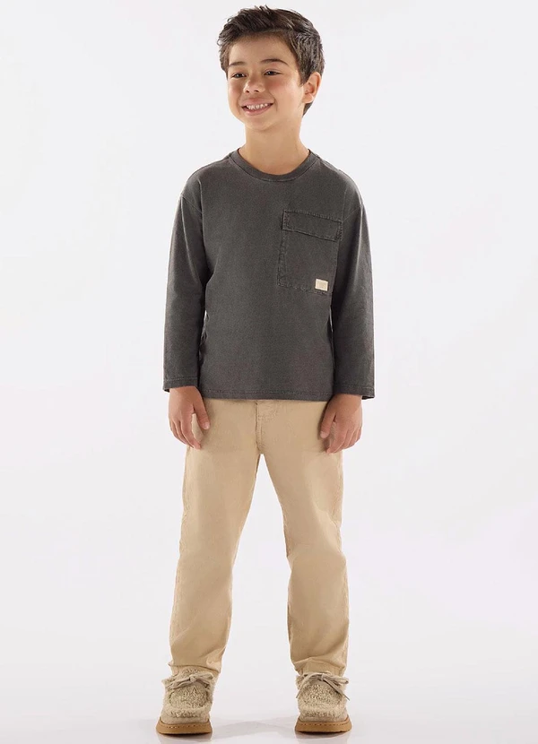 Up Baby - Camiseta Menino Meia Malha Cinza 2