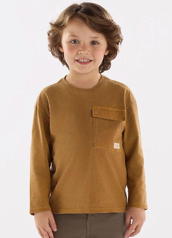 Up Baby - Camiseta Menino Meia Malha Marrom