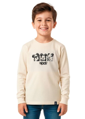 Malwee Kids - Camiseta Mickey Mouse® em Malha Bege - MALWEE KIDS
