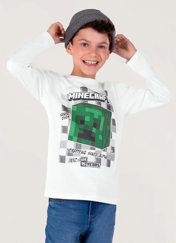 Brandili - Camiseta Minecraft Infantil Unissex Branco 1