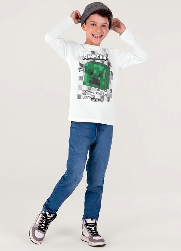 Brandili - Camiseta Minecraft Infantil Unissex Branco 2