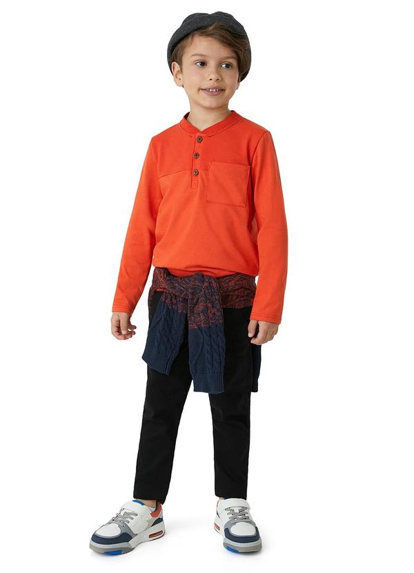 Carinhoso - Camiseta Piquet com Botões Laranja 2