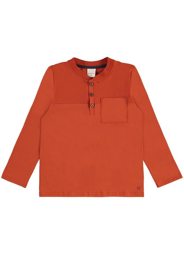 Carinhoso - Camiseta Piquet com Botões Laranja 3