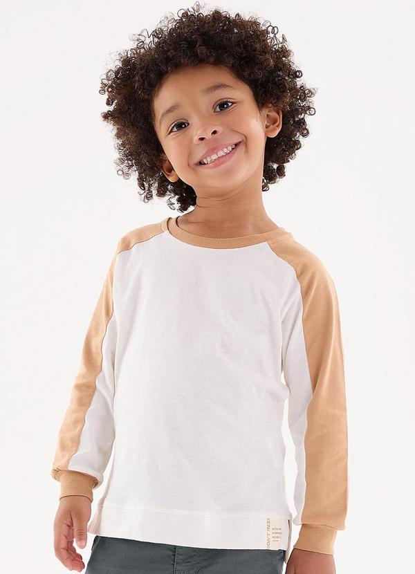 Up Baby - Camiseta Raglan Infantil Menino Off White