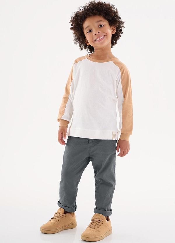 Up Baby - Camiseta Raglan Infantil Menino Off White 2