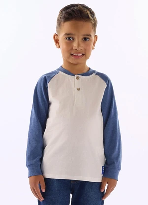 Up Baby - Camiseta Raglan Peitilho Branco - UP BABY