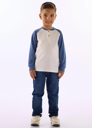 Up Baby - Camiseta Raglan Peitilho Branco - UP BABY